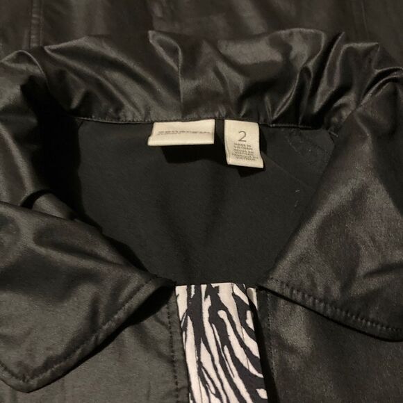 Zenergy by Chico’s Black Neema Zebra Print Trim Mesh Jacket Size 2-L Like New - Picture 5 of 8